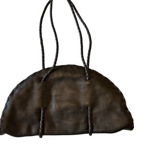 Ashneil Vintage Women's Half Moon Black Leather Shoulder Bag Braided Unique